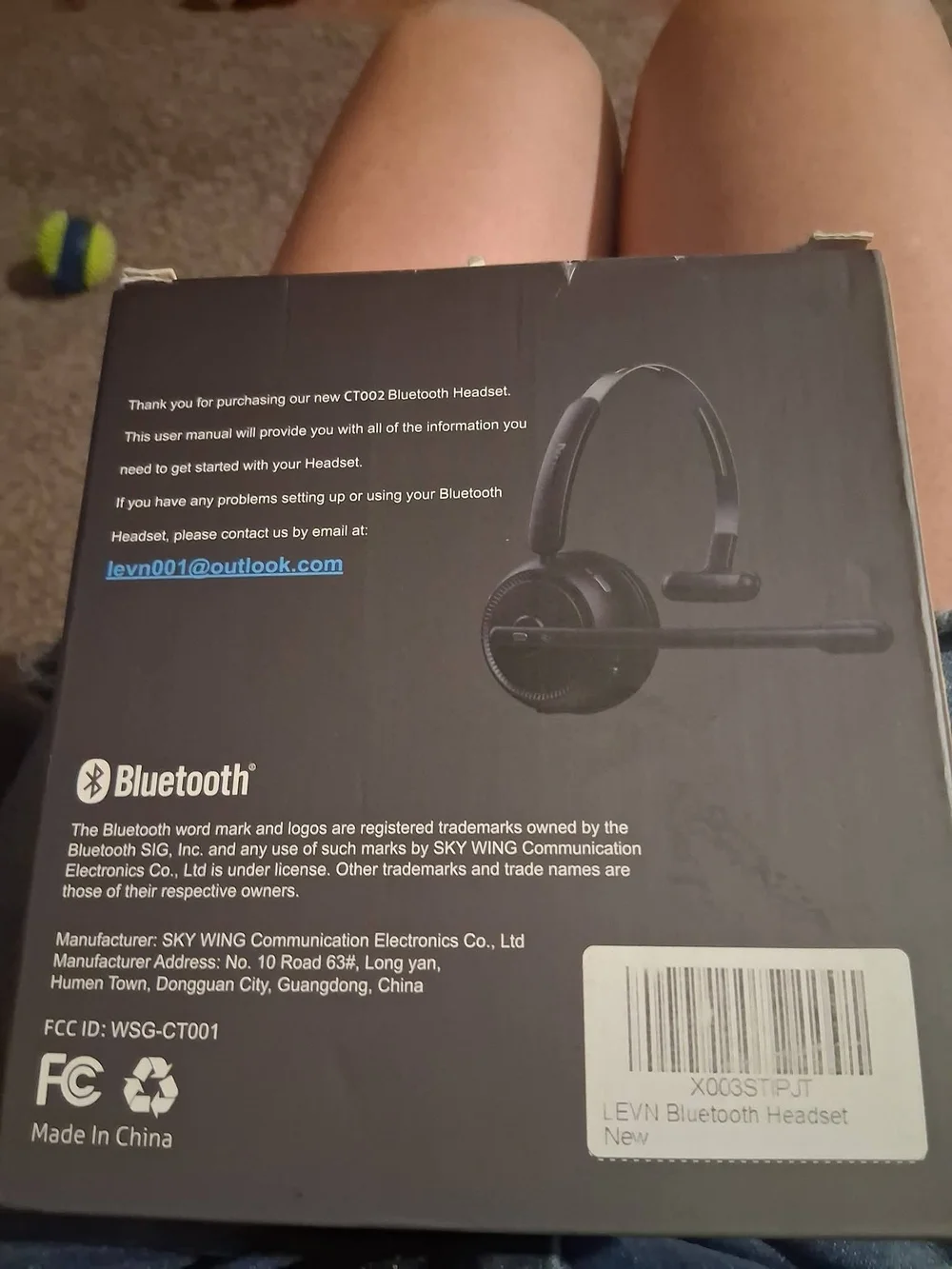 Bluetooth Headset CT002 - Black Wireless Mono Headset